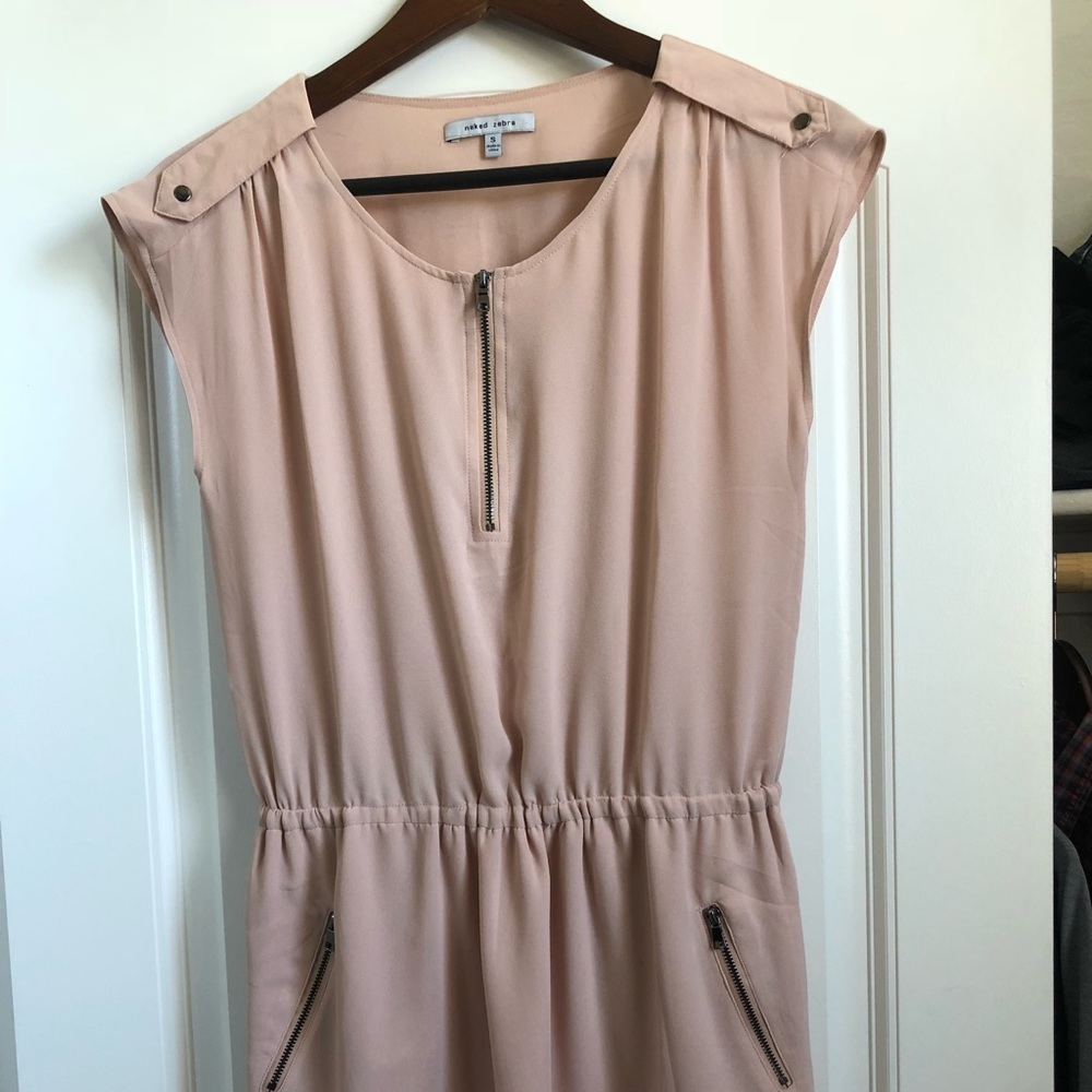 Naked Zebra silky beige/ pink dress with zippers